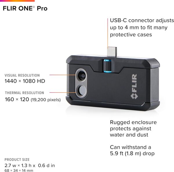 FLIR ONE Pro - Thermal Imaging Camera for Android Smartphones (USB-C), 320x240 Super Resolution (160x120 Native IR) - Image 3