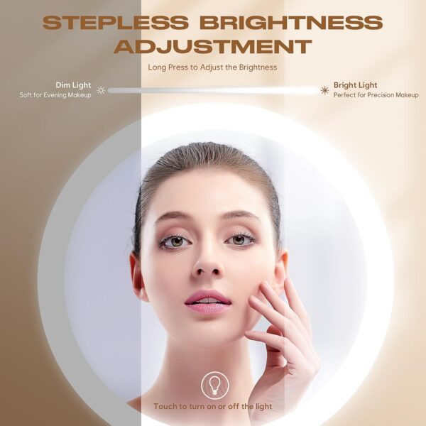 Makeup Mirror with Lights, 1x/20x 360° Rotation Vanity Mirror, Brightness Adjustable Lighted Makeup Mirror with Magnification, 5000 mAh Rechargeable Double Sided Mirror with 3 Colors, Gift for Women - Image 4