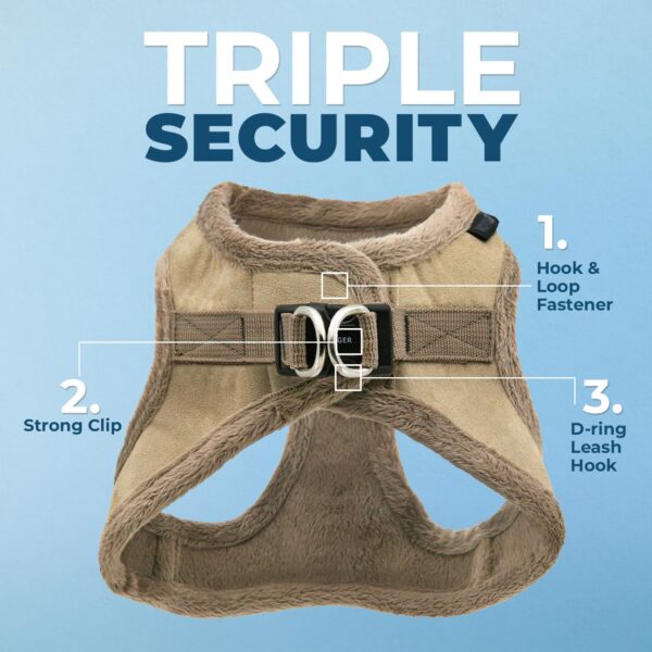 Voyager Step-in Plush Dog Harness – Soft Plush, Step in Vest Harness for Small and Medium Dogs by Best Pet Supplies - Latte Suede, S (Chest: 14.5-16") - Image 3
