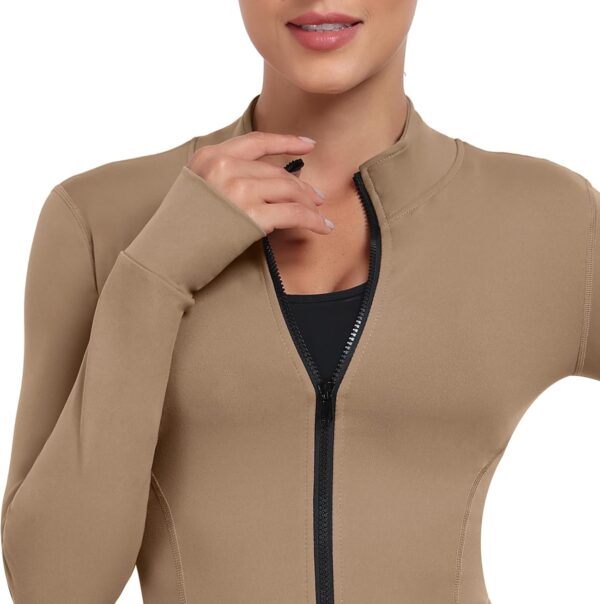 Women's Full Zip Lightweight Running Yoga Slim Fit Cropped Bbl Jacket Workout Sportwear With Thumb Holes - Image 5