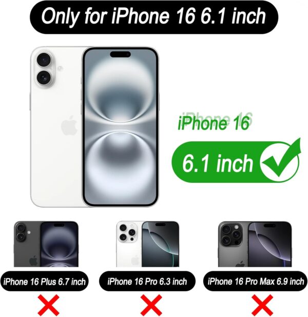 MONASAY Wallet Case Compatible for iPhone 16 5G,[Glass Screen Protector Included] [RFID Blocking] Flip Folio Leather Cell Phone Cover with Credit Card Holder, 6.1-inch, Black - Image 2