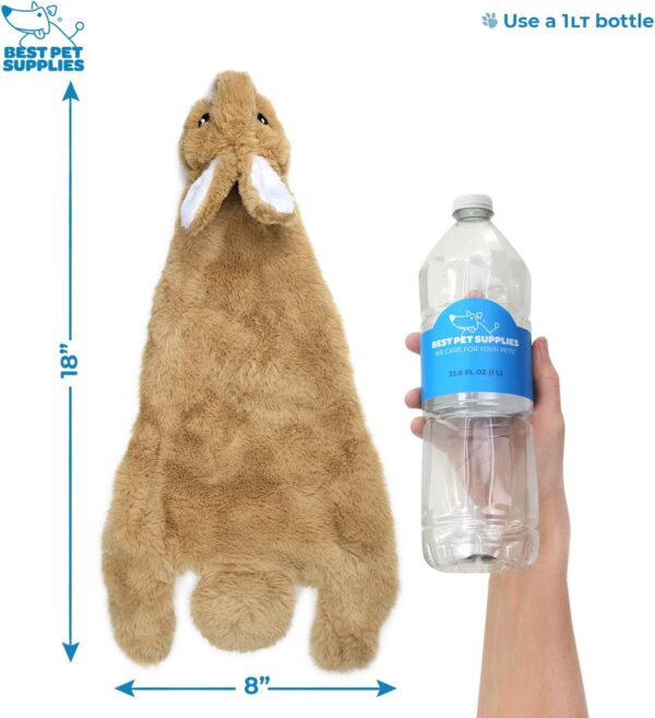Best Pet Supplies 2-in-1 Stuffless Squeaky Dog Toys with Soft, Durable Fabric, No Stuffing for Indoor Play, Holds a Plastic Bottle - Large (Hare, Sheep, Cow, Pig, Penguin) - Image 2