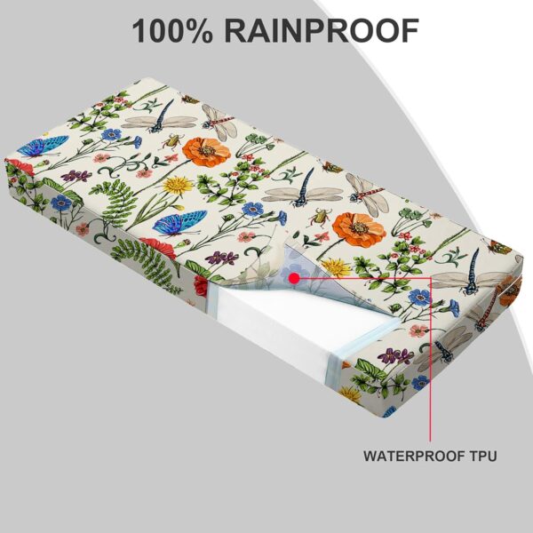 All Smiles Outdoor Bench Cushion 42 x 18 Inch Waterproof Patio Furniture Garden Flowers Farmhouse Decorative Cushions for Chair Chair Yard Garden Deck - Image 4