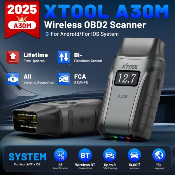 Wireless OBD2 Scanner for Android & iPhone, XTOOL Anyscan A30M V2.0 2025 Bidirectional Scan Tool with Free Updates, All System, 23 Resets, CANFD, FCA, Crank Sensor Relearn, Upgraded Ver. of A30 - Image 3