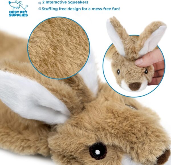 Best Pet Supplies 2-in-1 Stuffless Squeaky Dog Toys with Soft, Durable Fabric, No Stuffing for Indoor Play, Holds a Plastic Bottle - Large (Hare, Sheep, Cow, Pig, Penguin)