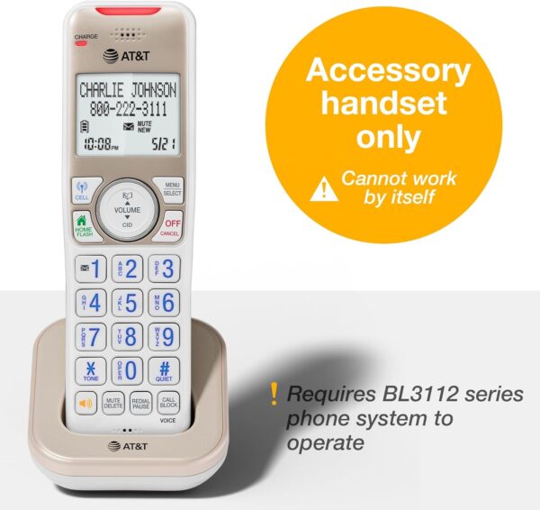 AT&T Additional Handset for BL3112-X Series Cordless Phone: BL3112-0 (Champagne Gold/White) - Image 2