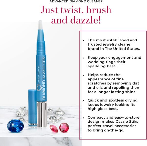 CONNOISSEURS Diamond Dazzle Stik - Portable Diamond Cleaner for Rings and Other Jewelry - Bring Out The Sparkle in Your Diamonds and Precious Stones - Image 2