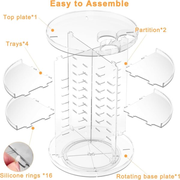 Rotating Makeup Organizer, DIY 8 Adjustable Layers Spinning Skincare Organizer, Cosmetic Display Case with Brush Holder Perfume Tray, Multi-Function Storage Carousel for Vanity Bathroom Countertop - Image 7