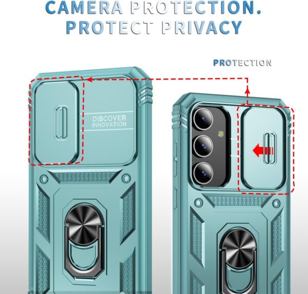 for Samsung Galaxy S24 Plus Case Military Grade Drop Shock Protection Cell Phone Cover with Slide Camera Cover Built-in 360° Rotate Ring Stand for S24 Plus 6.7 -Green - Image 4