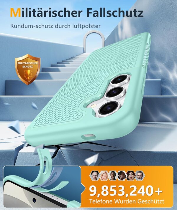 FNTCASE for Samsung Galaxy S25 Case: Dual Layer Heavy Duty Cell Phone Protective Cover Shockproof Rugged with Non-Slip Textured - Military Drop Protection Bumper Tough - 2025, 6.2 inch (Mint Green) - Image 4
