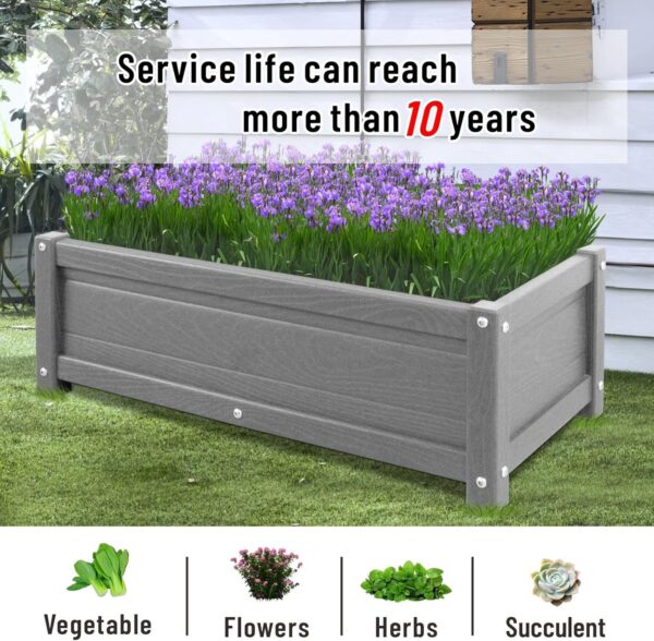 HDPE Raised Garden Box Waterproof,Rot-Resistant and Non-Cracking,Raised Planting Bed for Gardening, for Yard,Lawn,Patio,Outdoor Above Ground Garden Bed Box (Gray) - Image 6