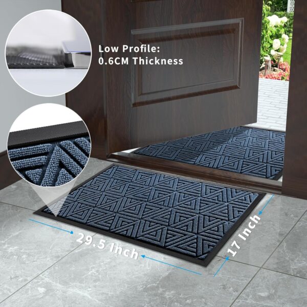 Yimobra Front Door Mat Outside Entrance 29.5 x 17, Waterproof and Washable Outdoor Mat, Non Slip Rubber Backing, Heavy Duty Welcome Matt for Home Entry Floor Porch Garage Office, Low Profile, Blue - Image 8