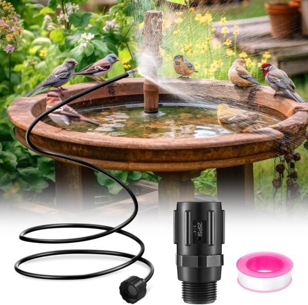 60 Inch Outdoor Misting Cooling System with Flexible Hose, 0.8mm Nozzle Garden Patio Misters with 3/4" Hose Connector, Adjustable Aluminum Spray Tube for Outside Patio, Bird Bath, Trampoline