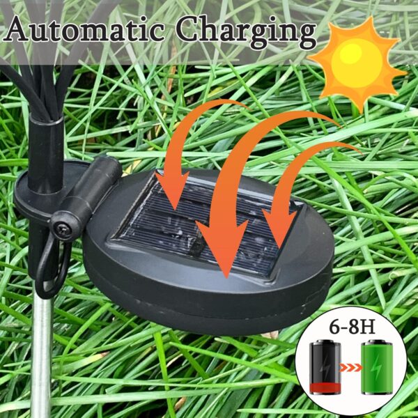 4 Pack Solar Firefly Lights, Upgraded 8 LED, Solar Garden Lights, Warm Light, Floral Theme, Outdoor Waterproof, Breathing Mode, High Flexibility, Perfect for Patio, Yard, Path - Image 4
