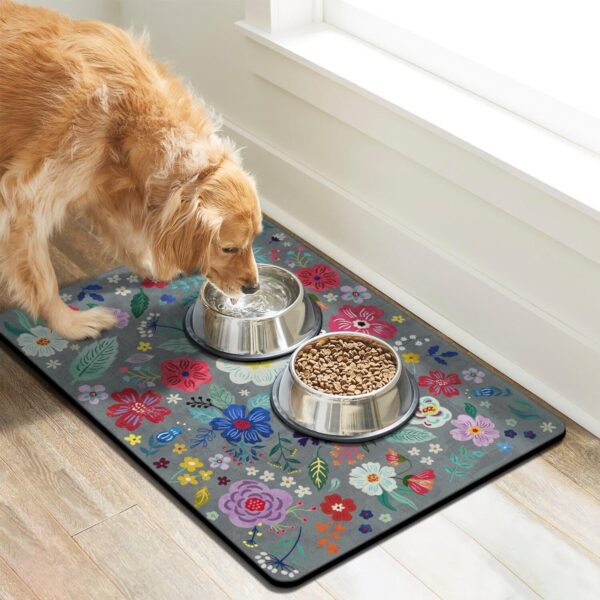 Dog Food Mats for Floors, Absorbent Dog Bowl Mat for Food and Water Dispenser Mat, Quick Dry Cat Food Mat Pet Supplies - Image 2