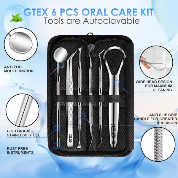 GTEX Dental Tools, Dental Pick, Plaque Remover for Teeth, Teeth Cleaning Tools, Plaque Tartar Remover for Teeth, Dental Picks for Teeth Cleaning, Teeth Cleaning Kit, Dentist Tools - Image 2