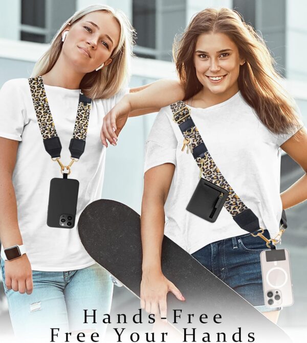 Clip and Go Strap for Phone with RFID Leather Wallet Crossbody Adjustable Cell Phone Strap Lanyard with Zippered Pouch - Image 2