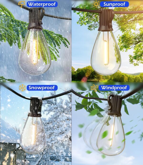 luckystyle 120FT LED Outdoor String Lights with 30+2 Edison Shatterproof Waterproof Bulbs, 2700K Commercial Grade Patio Lights, Heavy Duty Outside Hanging Outdoor Lights for Garden Porch Deck Decor - Image 5