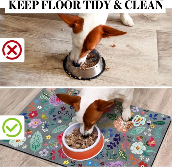 Dog Food Mats for Floors, Absorbent Dog Bowl Mat for Food and Water Dispenser Mat, Quick Dry Cat Food Mat Pet Supplies - Image 3