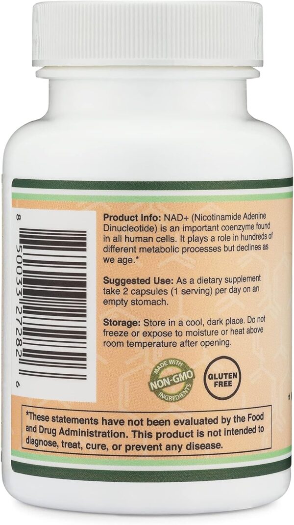NAD Supplement for Anti Aging and Cell Regeneration (500mg of 95% Pure NAD+ Per Serving, 30 Day Supply) Similar to Nicotinamide Riboside (Third Party Tested, Vegan Safe, Non-GMO) by Double Wood - Image 6
