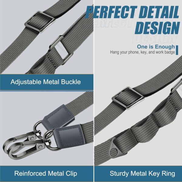 Phone Lanyard Wrist Strap Crossbody, Universal Adjustable Cell Phone Lanyard Neck Strap with Tether Tab (Dark Gray) - Image 6