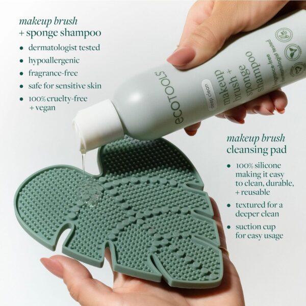 EcoTools Makeup Brush Cleansing Pad + Deep Clean Shampoo Bundle, Brush Cleaner Mat & Makeup Brush Cleanser For Deep Cleaning Tools, Clean Formula, Cruelty-Free, & Vegan, 2 Piece Set - Image 3