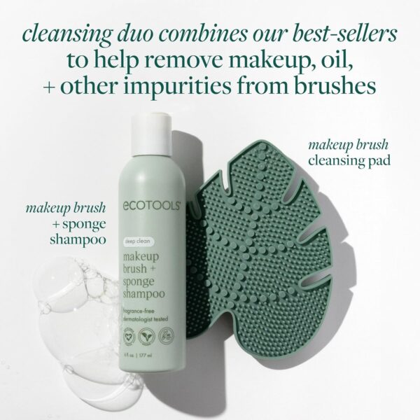 EcoTools Makeup Brush Cleansing Pad + Deep Clean Shampoo Bundle, Brush Cleaner Mat & Makeup Brush Cleanser For Deep Cleaning Tools, Clean Formula, Cruelty-Free, & Vegan, 2 Piece Set - Image 2