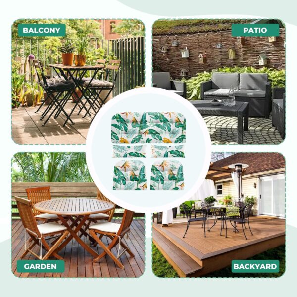Wicker Chair Cushions of 5 Pieces, Waterproof Outdoor Loveseat Cushion for Wicker Furniture, 1 Love Seat Cushion, 2 U-Shape and 2 Lumbar Pillows for Patio Furniture (Yellow Leaf) - Image 6