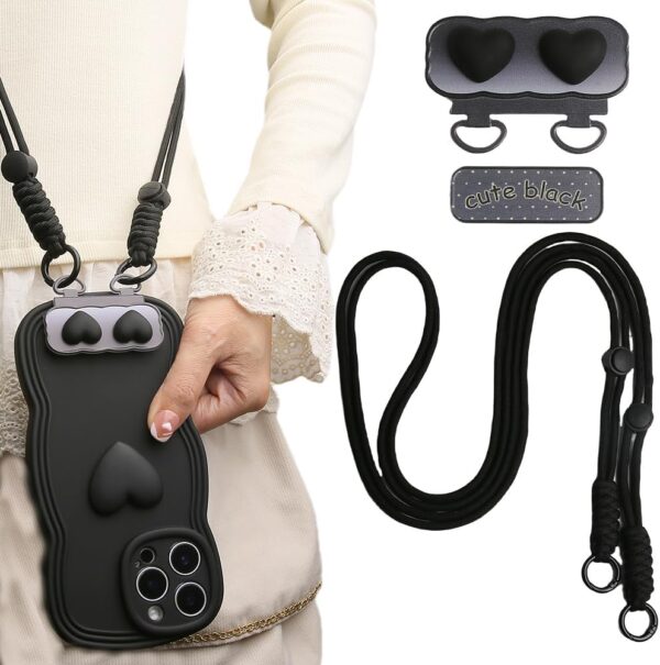 Cell Phone Lanyard, Cute 3D Bow Tie Waves Phone Neck Strap Crossbody Lanyards Compatible with Most Smartphones