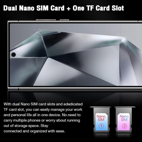 W24 Ultra Cell Phone,6.8",5G Unlocked Android,Cell Phone with S Pen,8GB+256GB Smartphone,8000mAh Long Battery Life,72MP+108MP Zoom Camera,Dual SIM Phone+Gift 64GB Memory Card (Titanium Gray) - Image 9