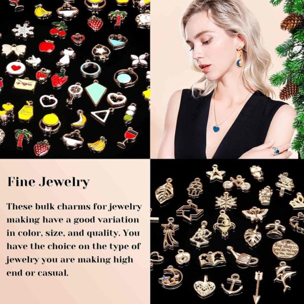 Acejoz 200Pcs Assorted Color Charms for Jewelry Making, Wholesale Mixed Bulk Metal Earring Charms - Image 3