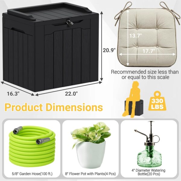 Greesum 31 Gallon Resin Deck Box Large Outdoor Storage for Patio Furniture, Garden Tools, Pool Supplies, Weatherproof and UV Resistant, Lockable, Dark Black - Image 7