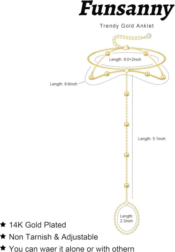 Dainty Gold Anklet for Women - Trendy 14K Gold Plated Ankle Bracelets Adjustable Bead Link Chain Waterproof Pearl CZ Anklets Non Tarnish Foot Jewelry Gift - Image 5