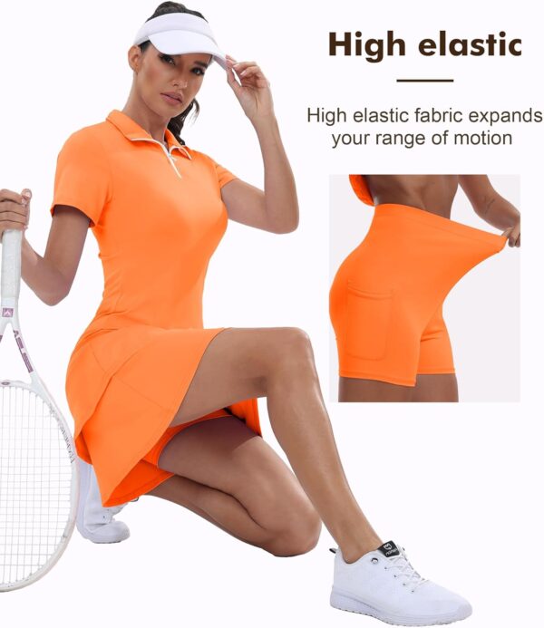 Womens Two Piece Tennis Golf Dress UPF 50+ Active Athletic Exercise Sports Wear with Pocket and Shorts - Image 4