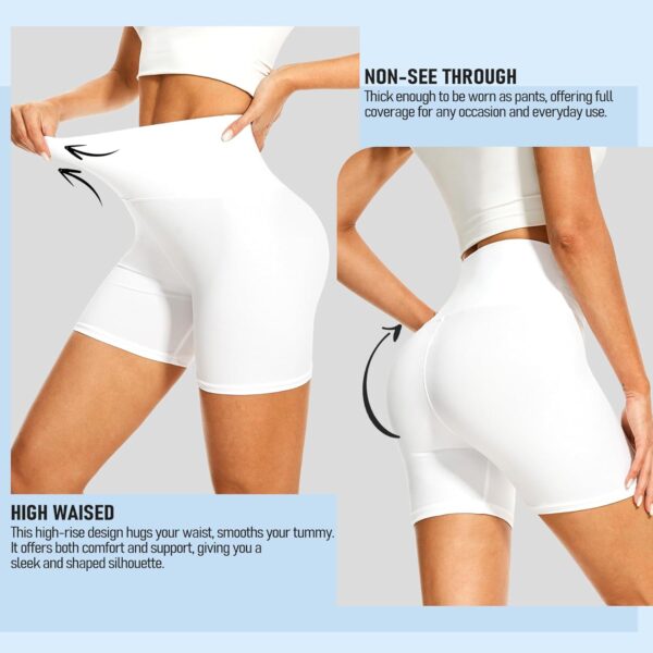 DHSO High Waisted Biker Shorts for Women-5" Tummy Control Fitness Athletic Workout Running Yoga Gym Shorts - Image 3