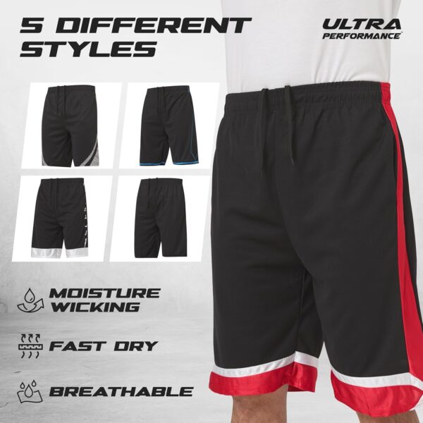 Ultra Performance 5 Pack Mens Shorts, Athletic Gym Shorts Workout Basketball Shorts for Men, SM - 5X - Image 5