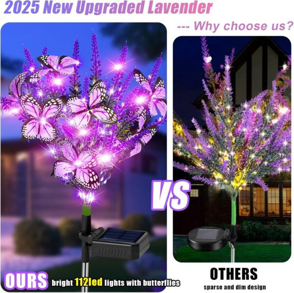 Solar Garden Lights Outdoor 6 Pack Lavender Butterfly Lights, Solar Artificial Flower Outdoor Waterproof Decoration Gardening Gifts for Women, Yard Patio Pathway Lawn Courtyard Decoration - Image 3
