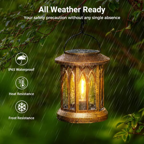 WdtPro Solar Lanterns Outdoor Lights, 4 Pack Bright Lanterns Outdoor Waterproof with Clip Patio Decor, Hanging Solar Lights for Outside Garden Yard Front Porch Table Decoration (Antique Copper) - Image 2