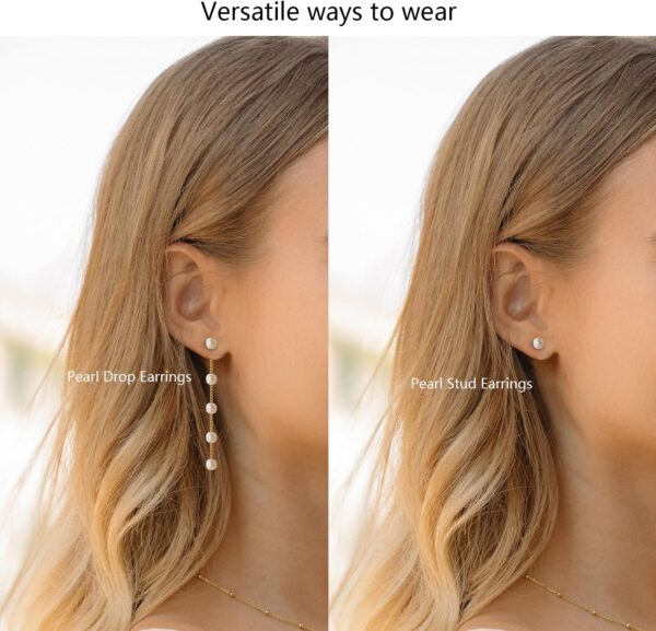 Gold Jewelry Set for Women, Dainty 14K Gold/Silver Plated Pearl Necklace and Earring Set with Drop Earrings, Bracelets, Choker Necklace - Wedding Jewelry Gift - Image 3