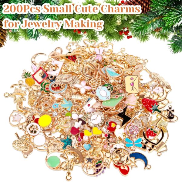 Acejoz 200Pcs Assorted Color Charms for Jewelry Making, Wholesale Mixed Bulk Metal Earring Charms - Image 2