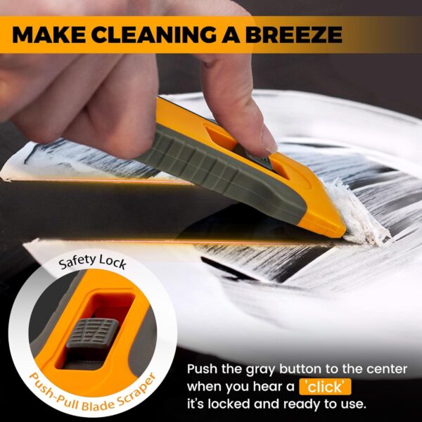 Razor Blade Scraper Tool with 15pcs Extra Blades, Cleaning Razor Scraper for Glass, Glass Top Stove Scraper for Oven Door, Cooktop Scraper, Glass Scraper Cleaning Paint from Glass - Image 2