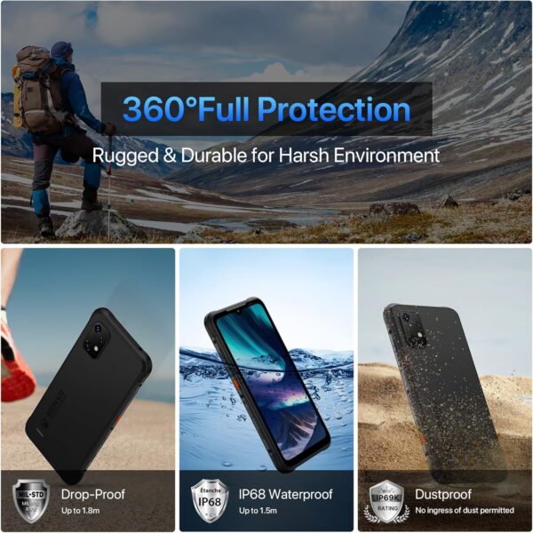 UMIDIGI Unlocked Cell Phone, Bison X20 Android 13 Rugged Smartphones, IP68/IP69K Waterproof Phone, 6000mAh 12 (6+6)+128GB/TF 1TB Expand, 6.53" Screen NFC AGPS, 4G Dual SIM Outdoor Mobile Phone - Image 3