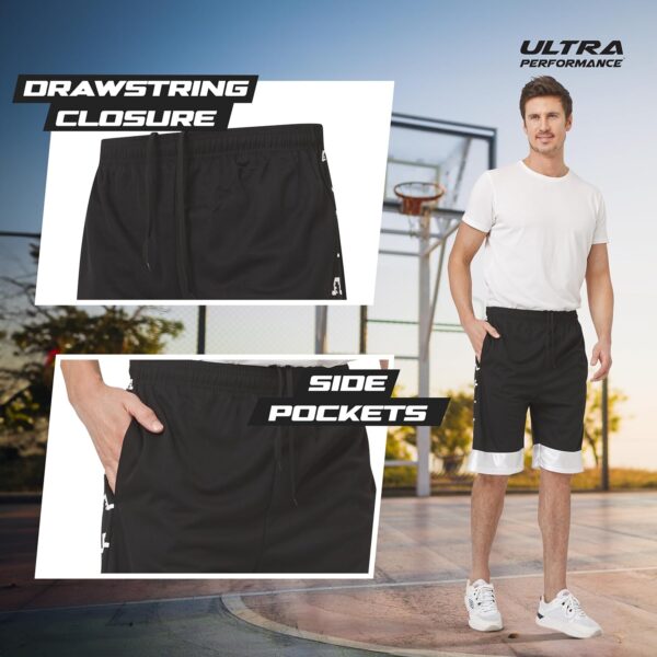 Ultra Performance 5 Pack Mens Shorts, Athletic Gym Shorts Workout Basketball Shorts for Men, SM - 5X - Image 3