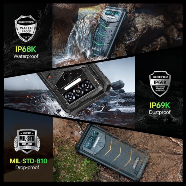 OUKITEL WP38 Rugged Phone Unlocked 2024-12GB+256GB Rugged Smartphone, 10600mAh Battery Cell Phones, 6.52" Display, 13MP Carema Waterproof, 4G Dual SIM Android 13 Phone, NFC/OTG/GPS/T-Mobile - Image 5