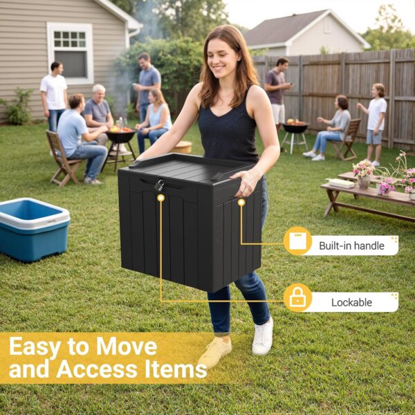 Greesum 31 Gallon Resin Deck Box Large Outdoor Storage for Patio Furniture, Garden Tools, Pool Supplies, Weatherproof and UV Resistant, Lockable, Dark Black - Image 3
