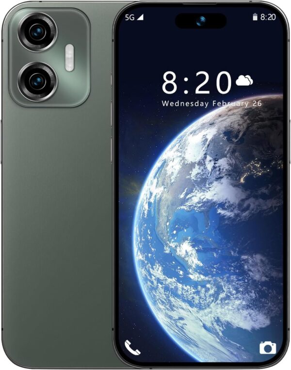 Unlocked Cell Phone, X16 5G Smart Phone, Unlocked Android Phone, 8-Core 8GB+256GB 6800Mah Battery, 24mp+48mp HD Pixels, US Edition Dual-SIM (Green)