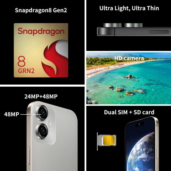 Unlocked Cell Phone, X16 5G Smart Phone, Unlocked Android Phone, 8-Core 8GB+256GB 6800Mah Battery, 24mp+48mp HD Pixels, US Edition Dual-SIM (Green) - Image 6